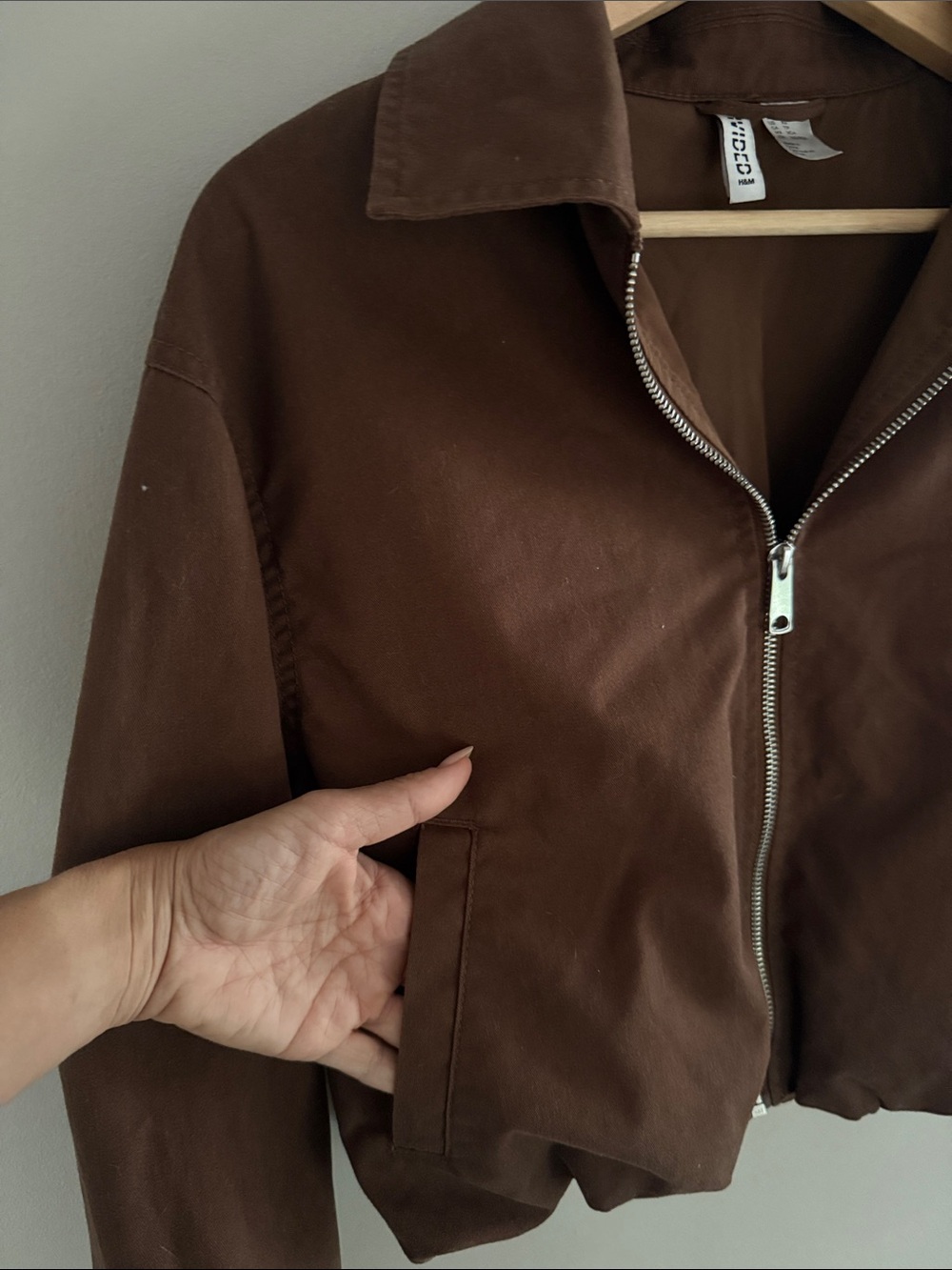 H&M Brown Zip-Front Bomber Jacket XS - Picture 7 of 7